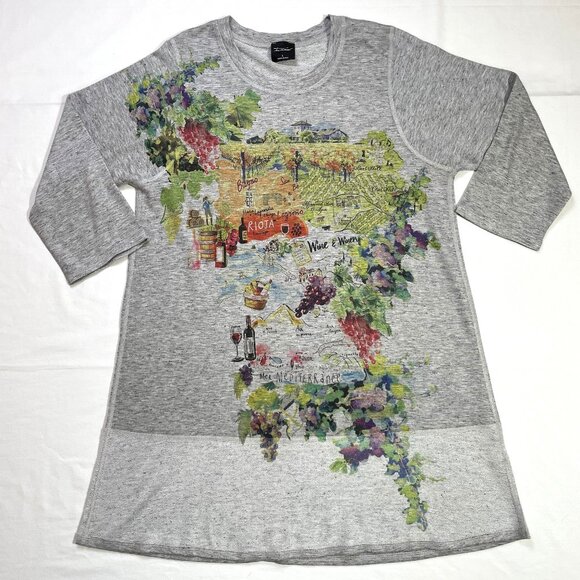 Inoah Winery Graphic Round Neck Jersey Tunic Elbow Sleeves Size L - Picture 3 of 13